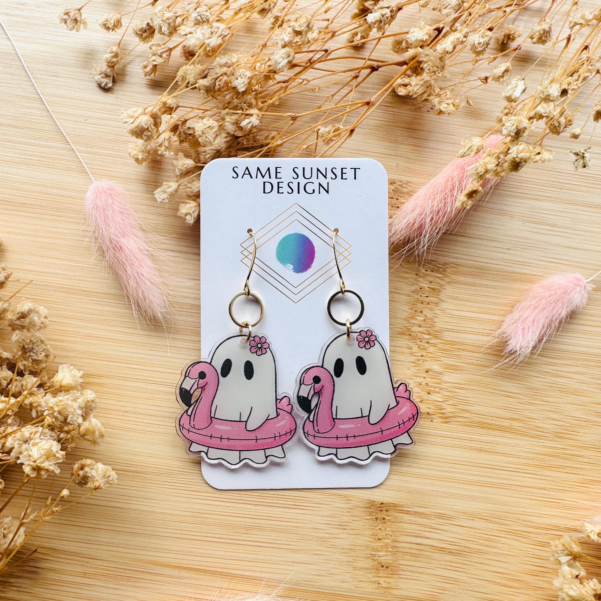 Ghost Earrings, Pastel Halloween, Flamingo Earrings, Coquette Earrings, Spooky Season Earrings, Witchy Gifts for Women Aesthetic