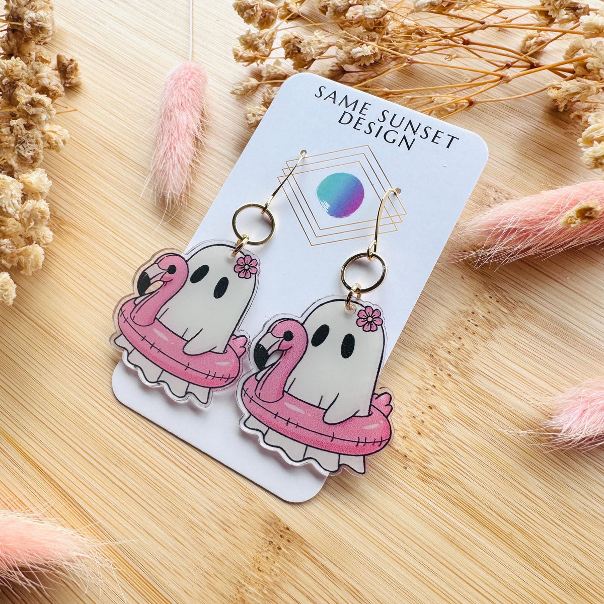 Ghost Earrings, Pastel Halloween, Flamingo Earrings, Coquette Earrings, Spooky Season Earrings, Witchy Gifts for Women Aesthetic