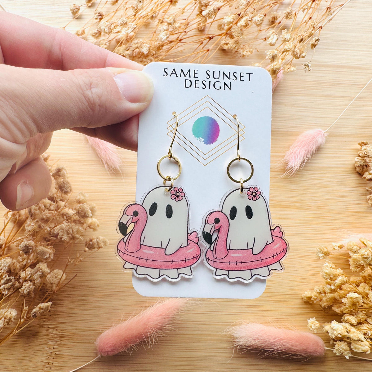Ghost Earrings, Pastel Halloween, Flamingo Earrings, Coquette Earrings, Spooky Season Earrings, Witchy Gifts for Women Aesthetic