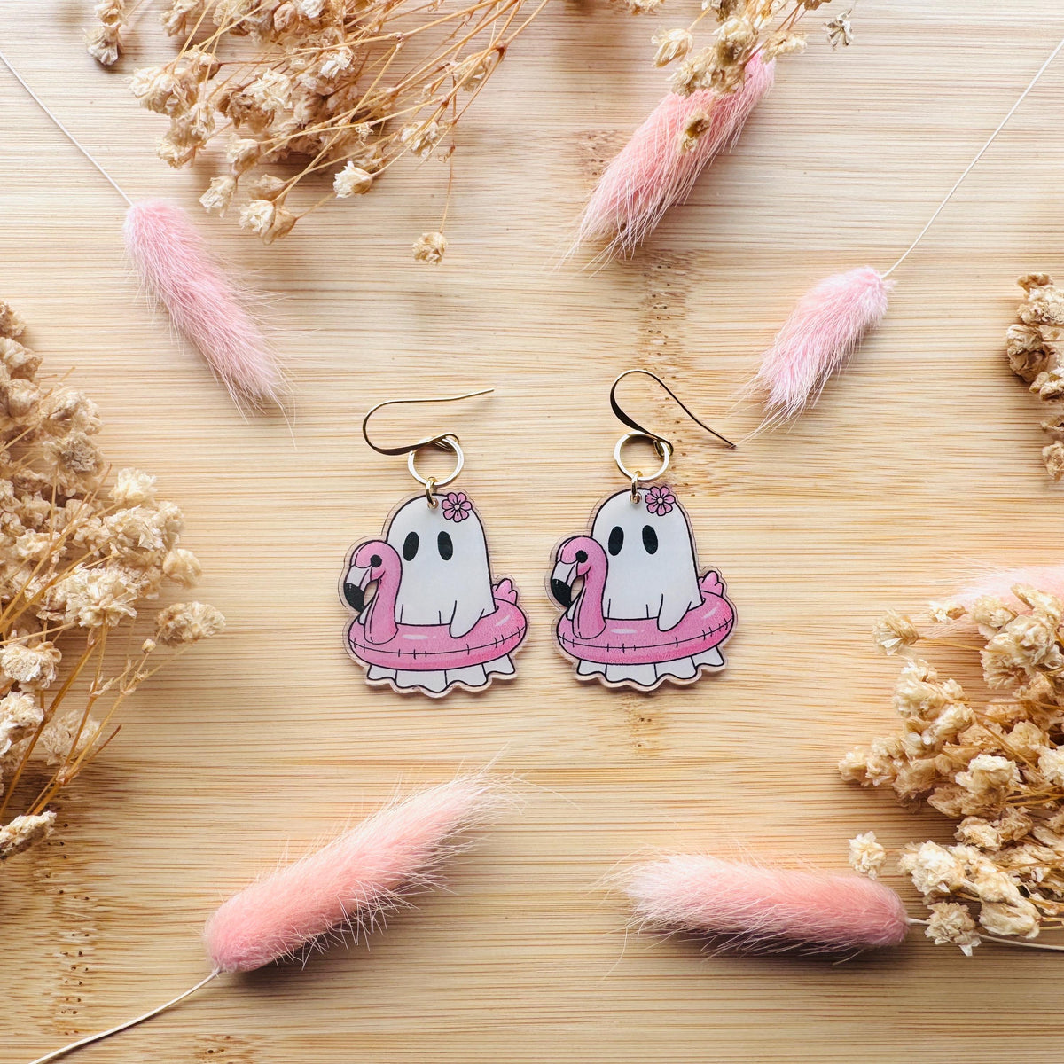 Ghost Earrings, Pastel Halloween, Flamingo Earrings, Coquette Earrings, Spooky Season Earrings, Witchy Gifts for Women Aesthetic