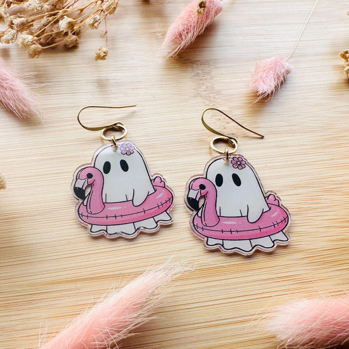 Ghost Earrings, Pastel Halloween, Flamingo Earrings, Coquette Earrings, Spooky Season Earrings, Witchy Gifts for Women Aesthetic