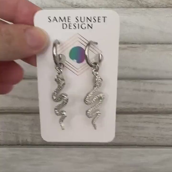 Snake Earrings, Huggie Hoop Earrings, Goth Earrings, Punk Earrings, Witchy Earrings, Best Friend Birthday Gift, Trendy Jewelry 2024
