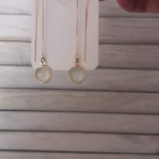 Chalcedony Earrings, Threader Earrings, Western Earrings Dangle, Statement Earrings Boho, Wedding Jewelry for Brides, Best Gift for Mom