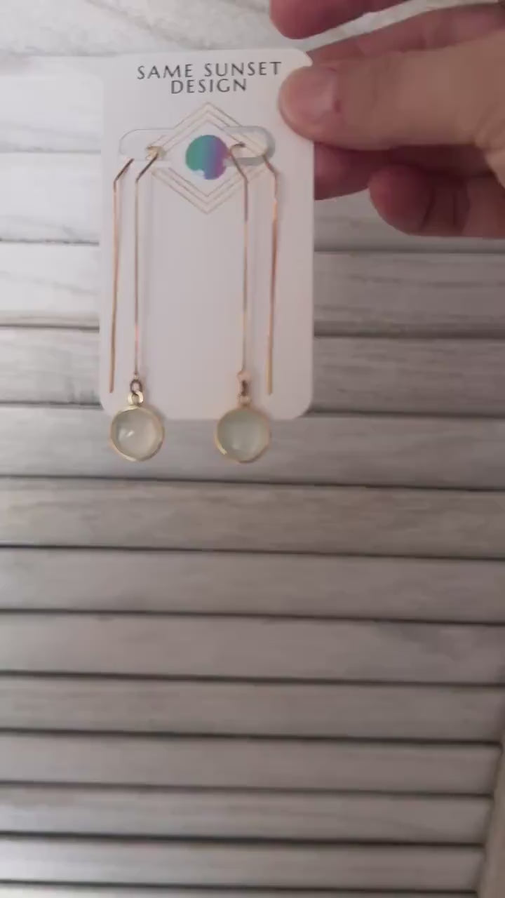 Chalcedony Earrings, Threader Earrings, Western Earrings Dangle, Statement Earrings Boho, Wedding Jewelry for Brides, Best Gift for Mom