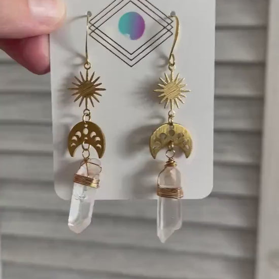 Raw Quartz Earrings, Crystal Earrings, Witchy Earrings Dangle, Birthday Gift for Girlfriend, Best Gifts for Mom, Birthday Gift Ideas