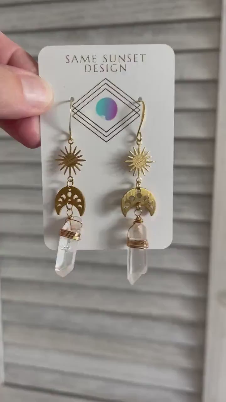 Raw Quartz Earrings, Crystal Earrings, Witchy Earrings Dangle, Birthday Gift for Girlfriend, Best Gifts for Mom, Birthday Gift Ideas