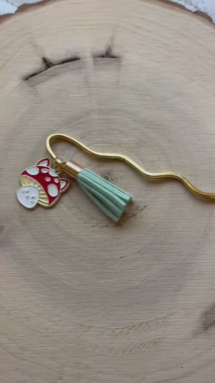 Cat Bookmark, Mushroom Bookmark, Cottagecore Bookmark, Bookmark for Women, Book Lover Gift, Galentines Day Gifts for Best Friend, Kawaii