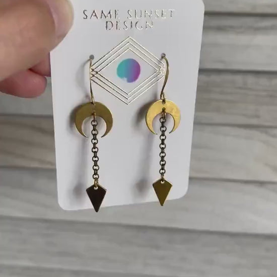 Crescent Moon Earrings Gold, Witchy Earrings, Celestial Jewelry, Best Friend Birthday Gift, Unique Gifts for Sister, Boho Earrings Dangle
