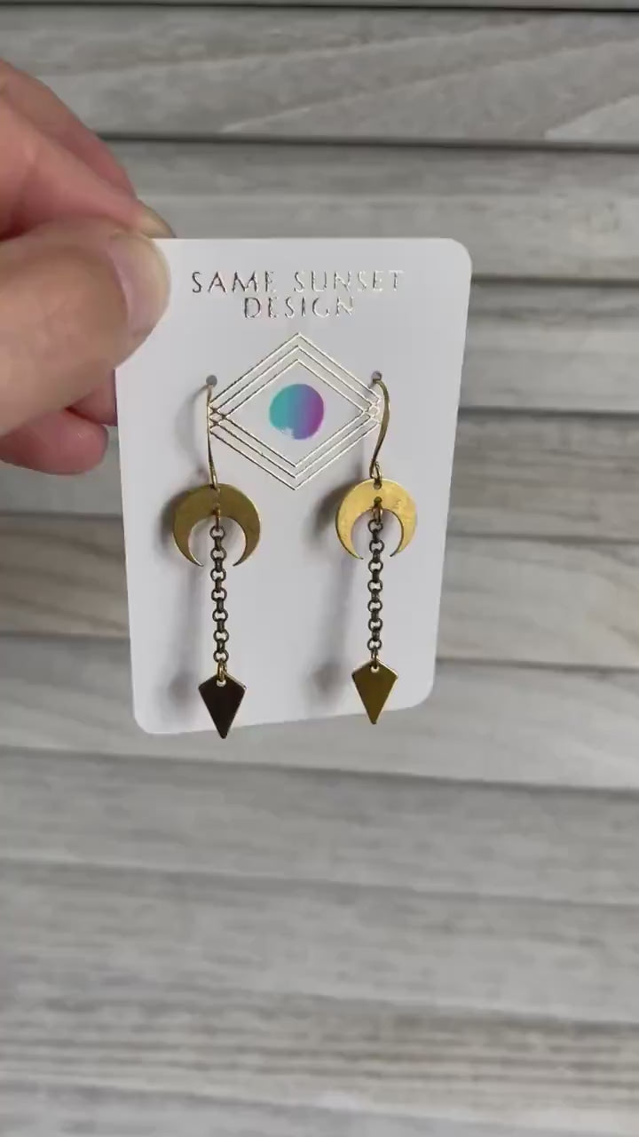 Crescent Moon Earrings Gold, Witchy Earrings, Celestial Jewelry, Best Friend Birthday Gift, Unique Gifts for Sister, Boho Earrings Dangle