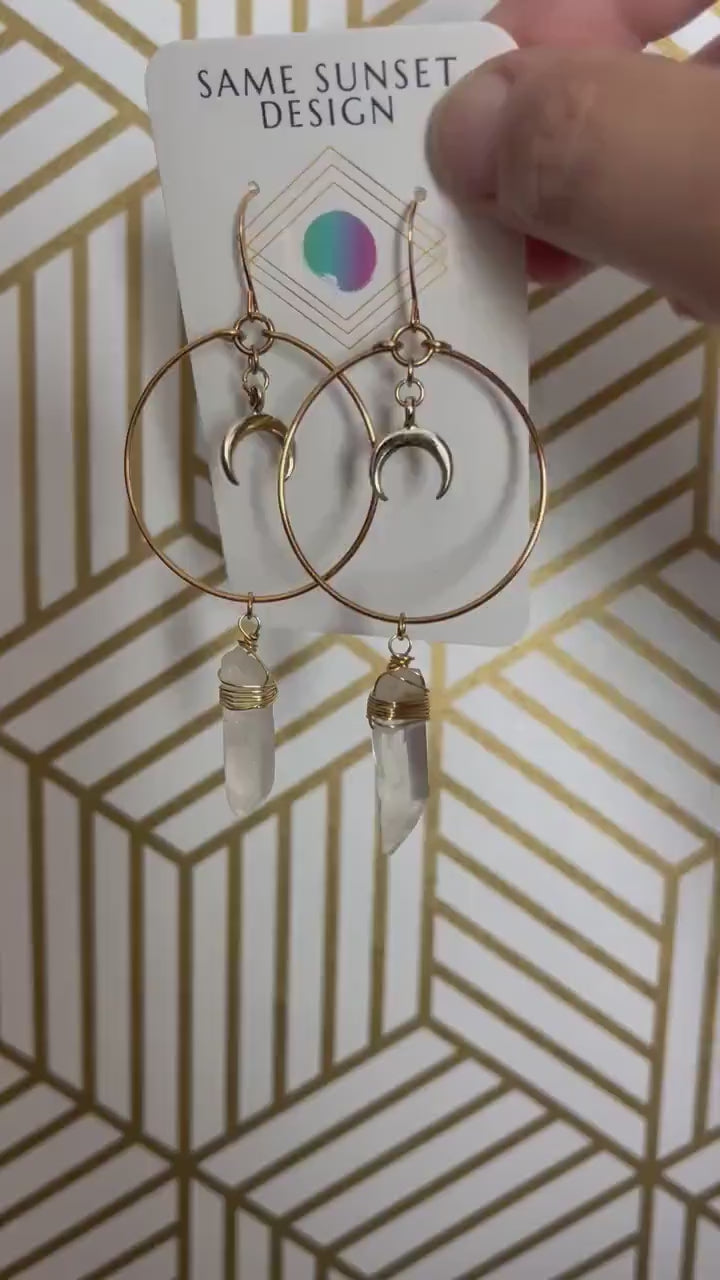 Raw Quartz Earrings, Metaphysical Gifts, Healing Crystal Earrings, Witchy Earrings, Celestial Jewelry, Stocking Stuffers for Mom, Boho Chic