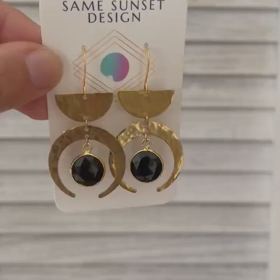 Chalcedony Earrings, Crescent Moon Earrings, Western Earrings Gold, Witchy, Unique Birthday Gift for Daughter, Sweet 16 Gift for Niece