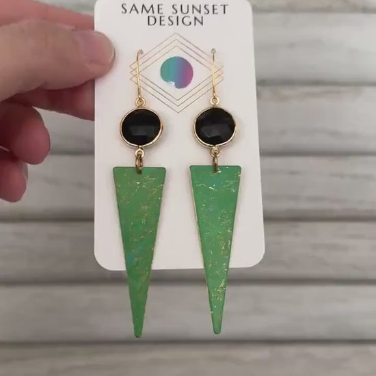 Onyx Earrings, Green Earrings, Western Earrings Dangle, Witchy Earrings, Celestial Earrings, Unique Birthday Gift for Best Friend, Boho Chic