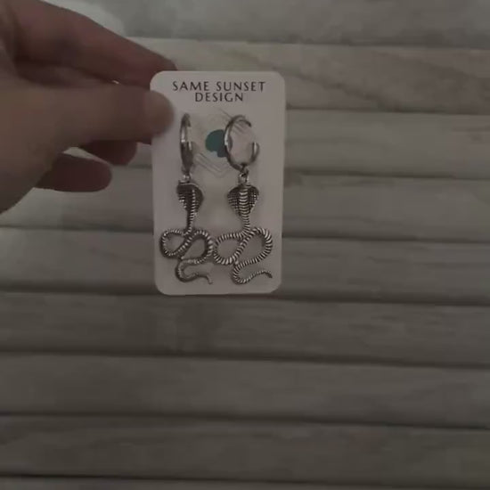 Snake Earrings, Huggie Hoop Earrings, Goth Earrings, Punk Earrings, Witchy Earrings, Best Friend Birthday Gift, Teen Girl Jewelry, Silver