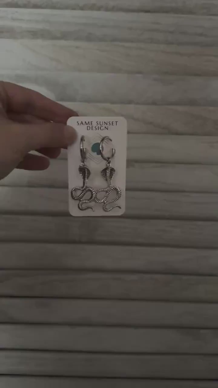Snake Earrings, Huggie Hoop Earrings, Goth Earrings, Punk Earrings, Witchy Earrings, Best Friend Birthday Gift, Teen Girl Jewelry, Silver