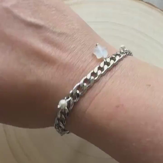 Chain Bracelet, Stainless Steel Bracelet, Punk Bracelet, Goth Bracelet Silver, Spike Bracelet, Graduation Gifts, Nerdy Gifts for Women