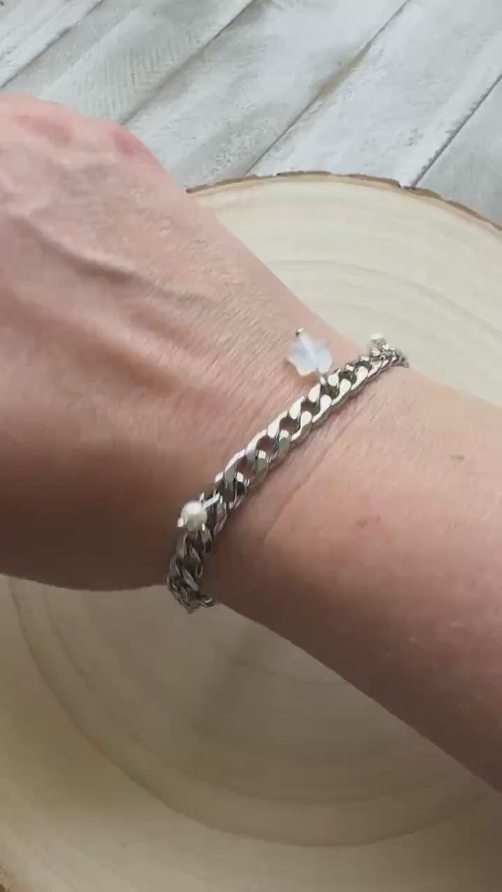 Chain Bracelet, Stainless Steel Bracelet, Punk Bracelet, Goth Bracelet Silver, Spike Bracelet, Graduation Gifts, Nerdy Gifts for Women