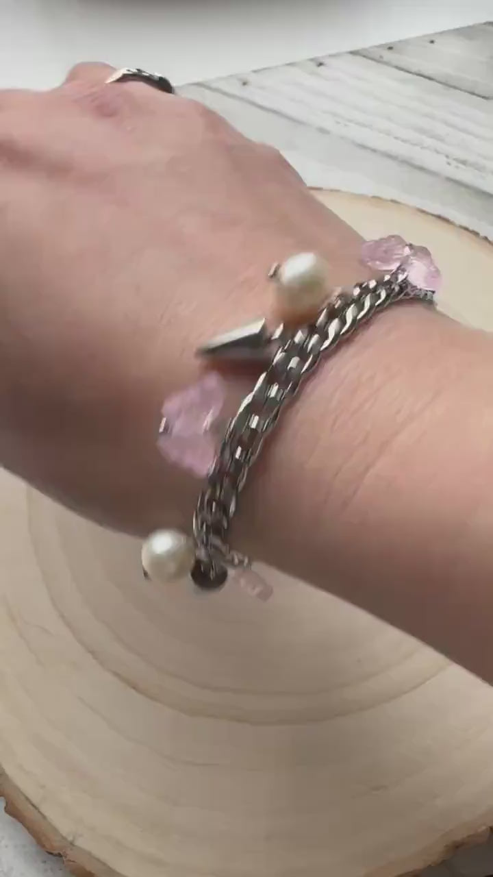 Chain Bracelet, Stainless Steel Bracelet, Punk Bracelet, Goth Bracelet Silver, Spike Bracelet, Best Gifts for Aunt, Graduation Gifts