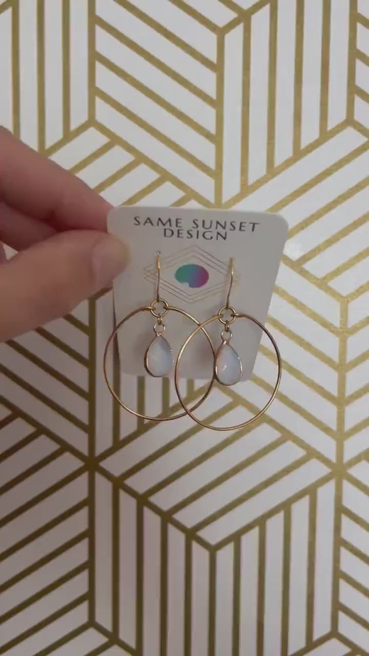 Opalite Earrings, Geometric Earrings Dangle, Hoop Earrings Gold, Western Boho Jewelry, Statement Earrings Boho, Trendy Earrings, Boho Chic