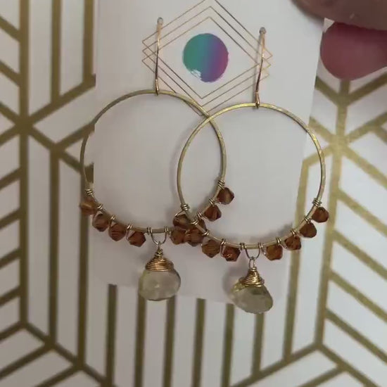 Amethyst Earrings, Hoop Earrings Gold, Metaphysical Gifts, Healing Crystal Earrings, Birthday Gift for Girlfriend, Galentines Day Gifts