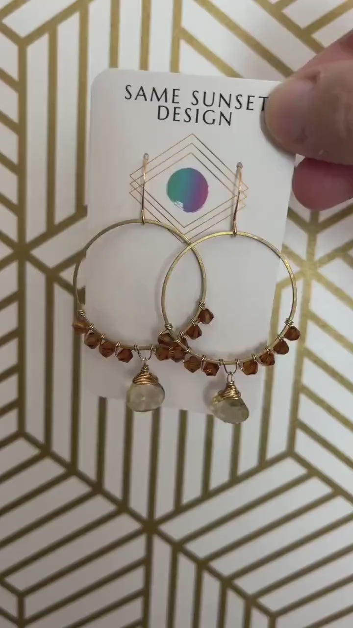 Amethyst Earrings, Hoop Earrings Gold, Metaphysical Gifts, Healing Crystal Earrings, Birthday Gift for Girlfriend, Galentines Day Gifts