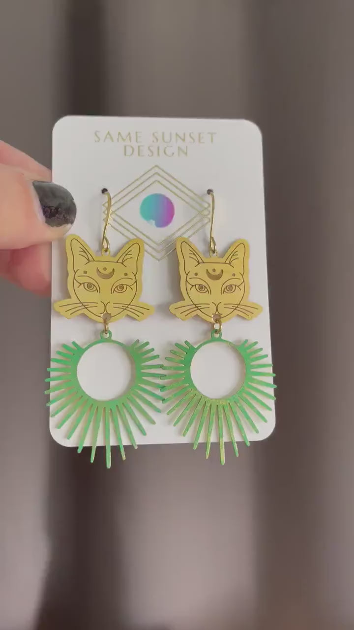Cat Earrings, Witchy Earrings, Witchy Gifts for Women, Best Gifts for Aunt, Unique Birthday Gift for Sister in Law, Unique Graduation Gifts