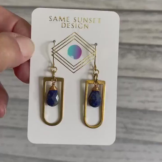 Lapis Lazuli Earrings, Witchy Earrings, Third Eye Chakra, Geometric Earrings Dangle, Trendy Earrings for Women, Unique Gifts for Best Friend