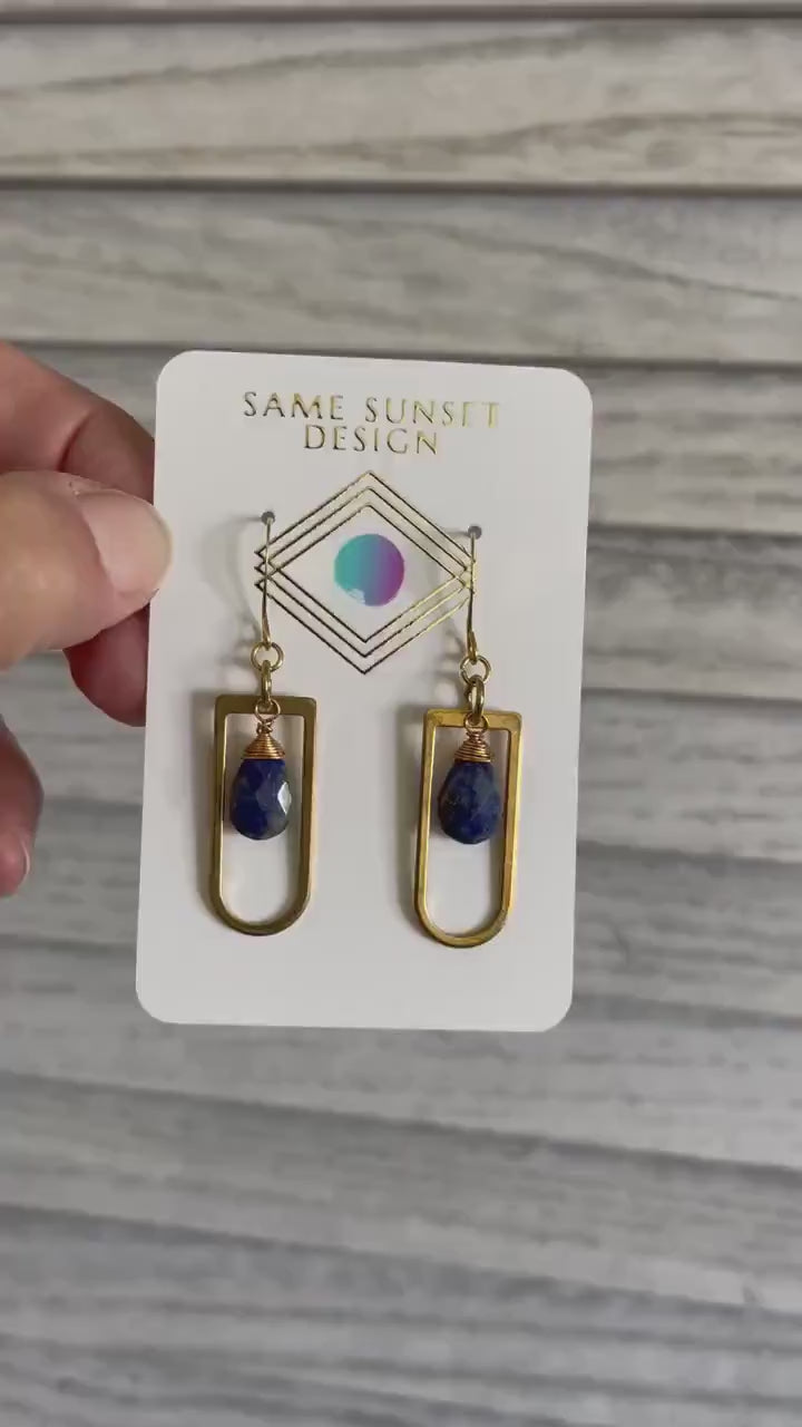 Lapis Lazuli Earrings, Witchy Earrings, Third Eye Chakra, Geometric Earrings Dangle, Trendy Earrings for Women, Unique Gifts for Best Friend