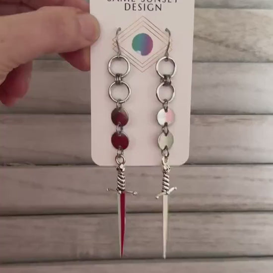 Sword Earrings, Goth Earrings Dangle, Punk Earrings, Witchy Earrings, Metalhead Gifts, Best Friend Birthday Gift, Teen Girl Jewelry, Silver