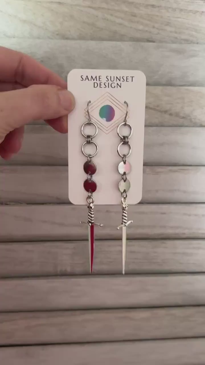 Sword Earrings, Goth Earrings Dangle, Punk Earrings, Witchy Earrings, Metalhead Gifts, Best Friend Birthday Gift, Teen Girl Jewelry, Silver