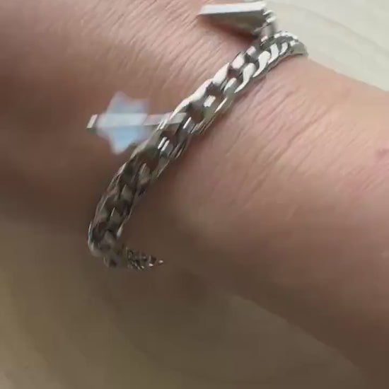 Chain Bracelet, Stainless Steel Bracelet, Punk Bracelet, Goth Bracelet Silver, Spike Bracelet, Graduation Gifts, Friend Gifts For Birthday