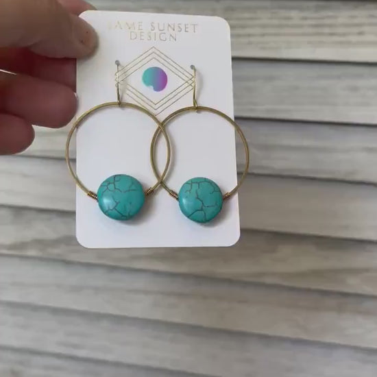 Turquoise Hoop Earrings, Western Boho Jewelry, Hoop Earrings Gold, Sweet 16 Gift Granddaughter, Birthday Gift Ideas, Tween Jewelry