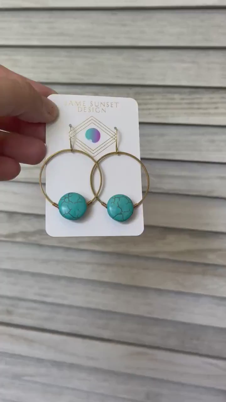 Turquoise Hoop Earrings, Western Boho Jewelry, Hoop Earrings Gold, Sweet 16 Gift Granddaughter, Birthday Gift Ideas, Tween Jewelry